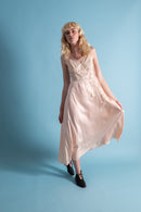 1930s Sweetheart French Silk and Lace Appliqué Slip [xs/sm]