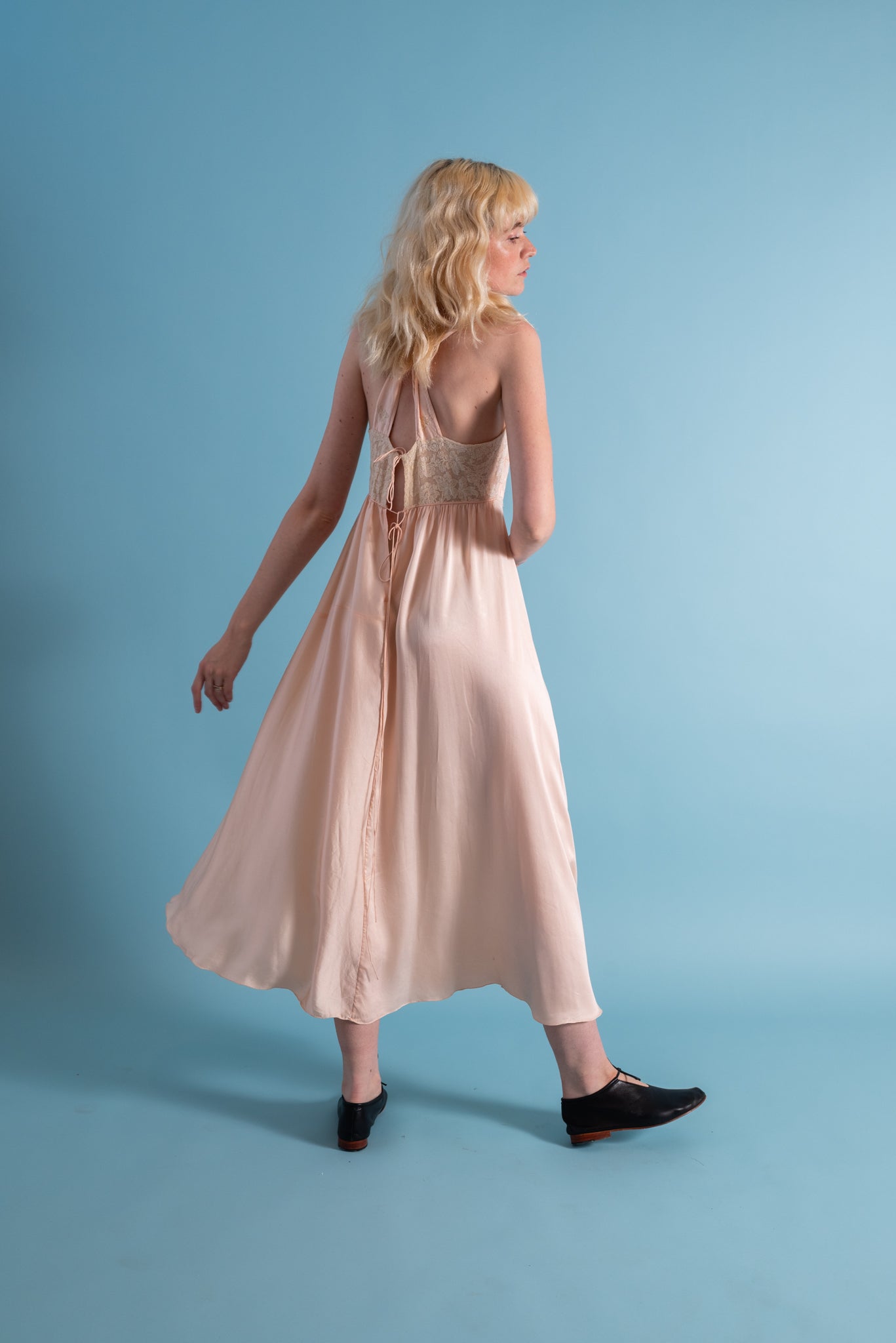 1930s Sweetheart French Silk and Lace Appliqué Slip [xs/sm]