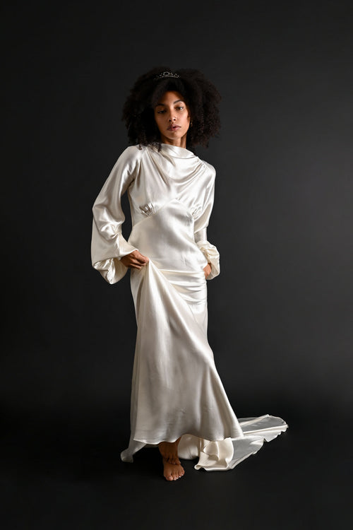 1930s Bishop Sleeve Candlelight Silk Gown [sm/med]