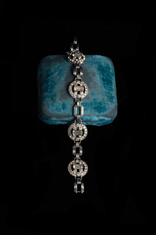 1930s Sterling Deco Paste Bracelet