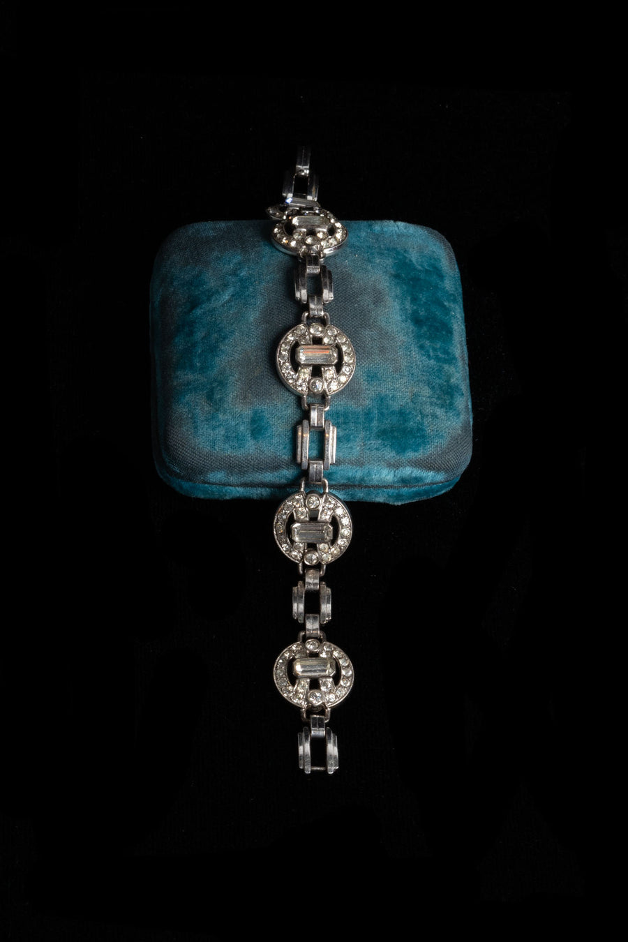 1930s Sterling Deco Paste Bracelet