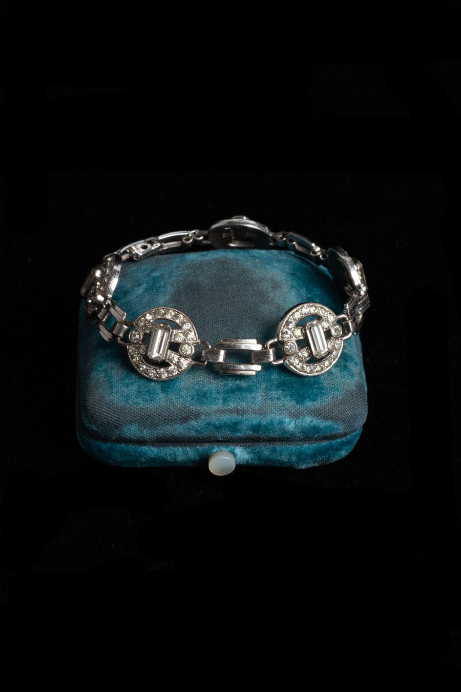 1930s Sterling Deco Paste Bracelet