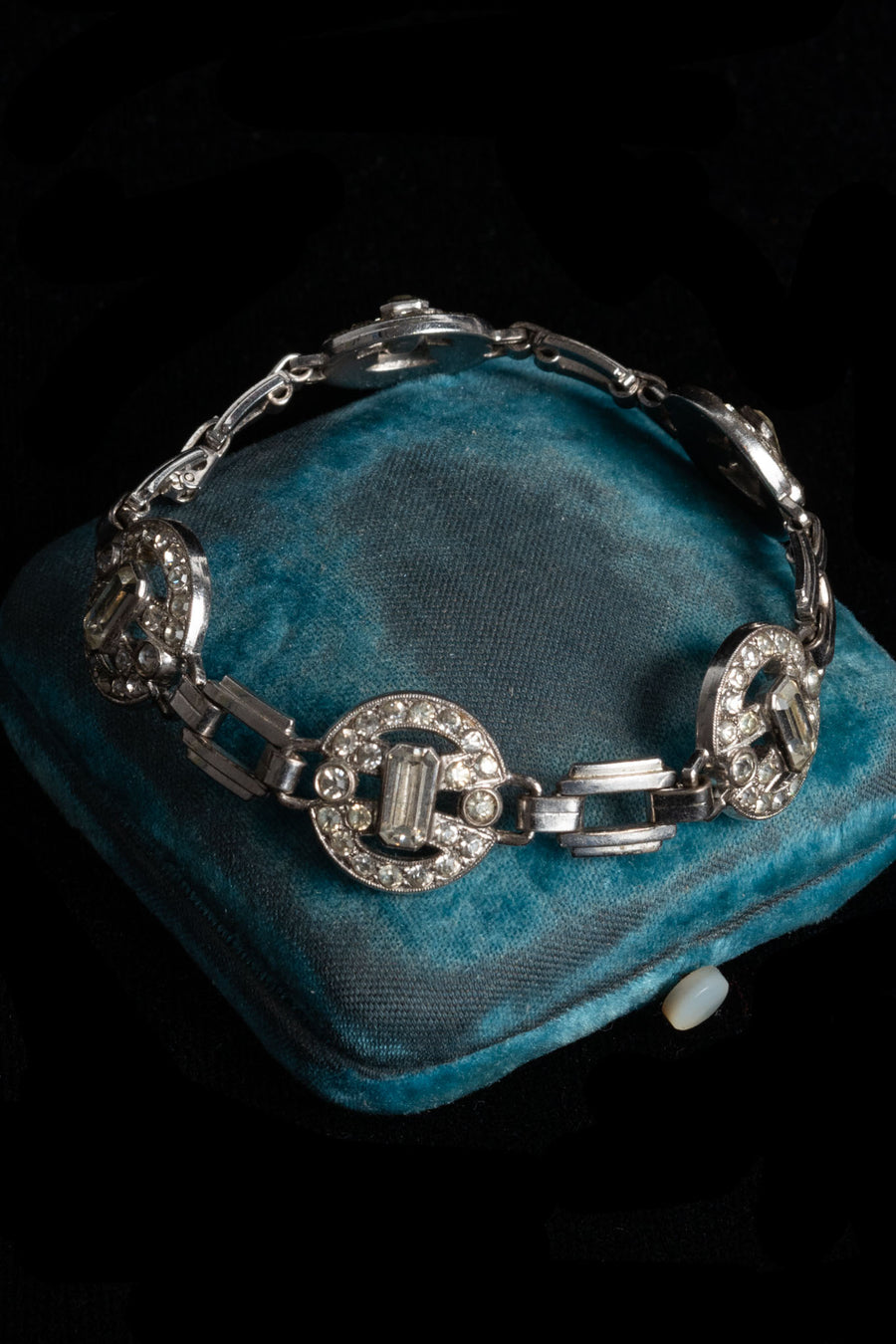 1930s Sterling Deco Paste Bracelet