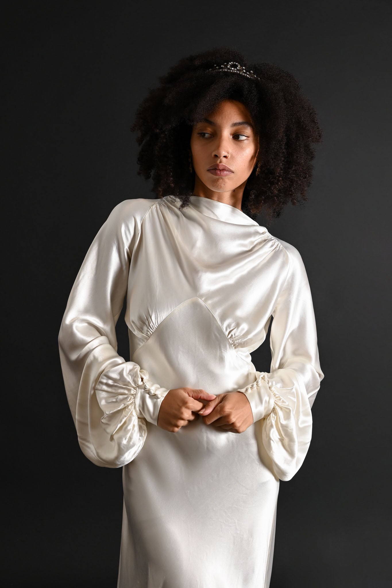1930s Bishop Sleeve Candlelight Silk Gown [sm/med]