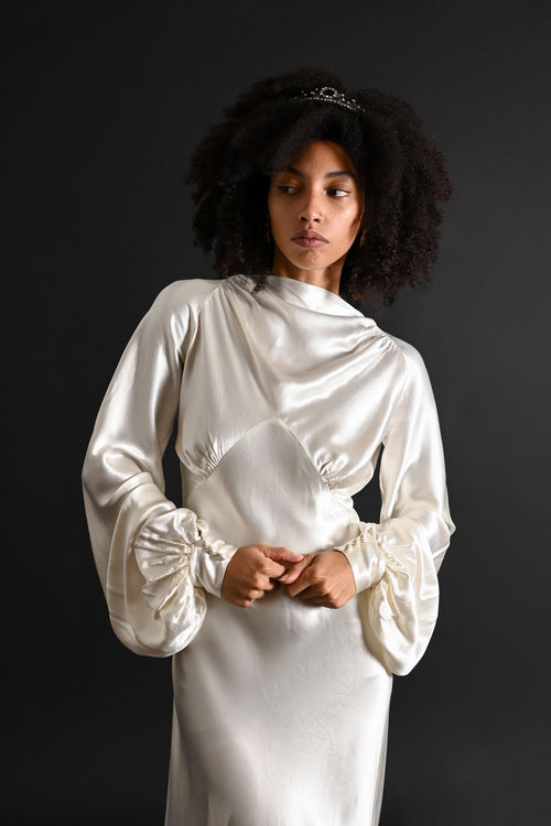 1930s Bishop Sleeve Candlelight Silk Gown [sm/med]