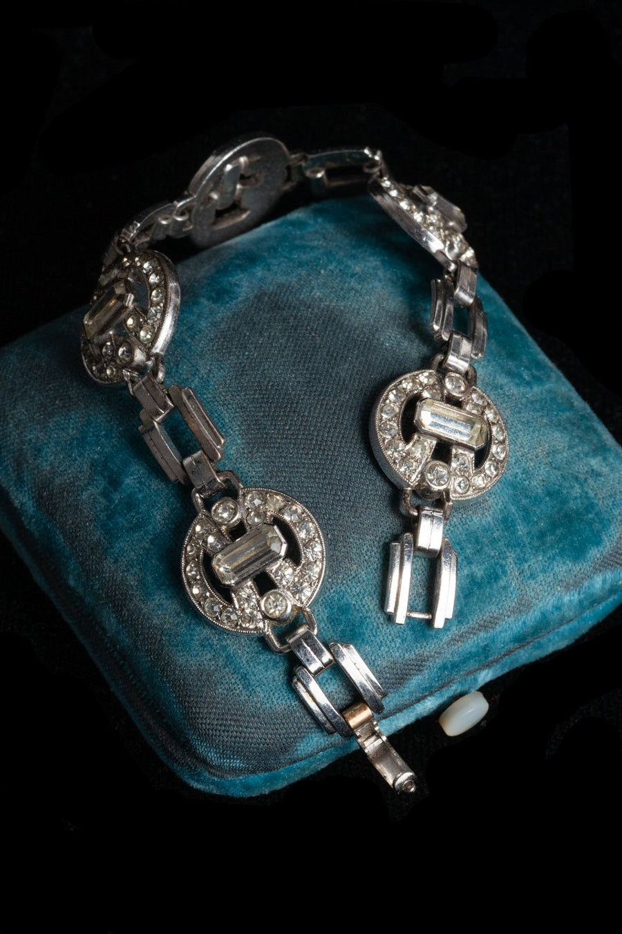 1930s Sterling Deco Paste Bracelet