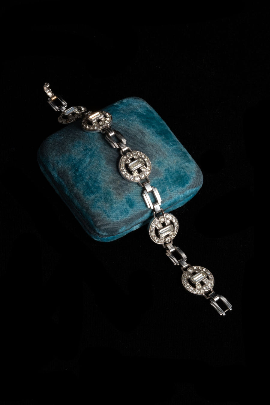 1930s Sterling Deco Paste Bracelet