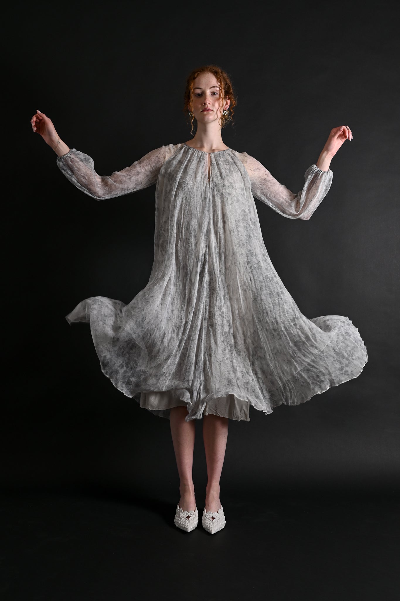 1970s Bill Tice for Malcolm Starr Silk Chiffon Dress [sm/med/lg]