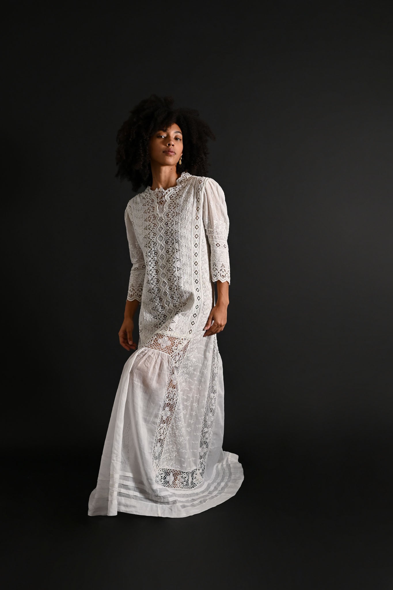 1880s Broderie Anglais Lace Gown [xs/sm/med]