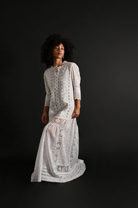 1880s Broderie Anglais Lace Gown [xs/sm/med]