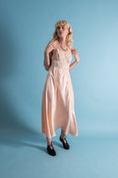 1930s Sweetheart French Silk and Lace Appliqué Slip [xs/sm]
