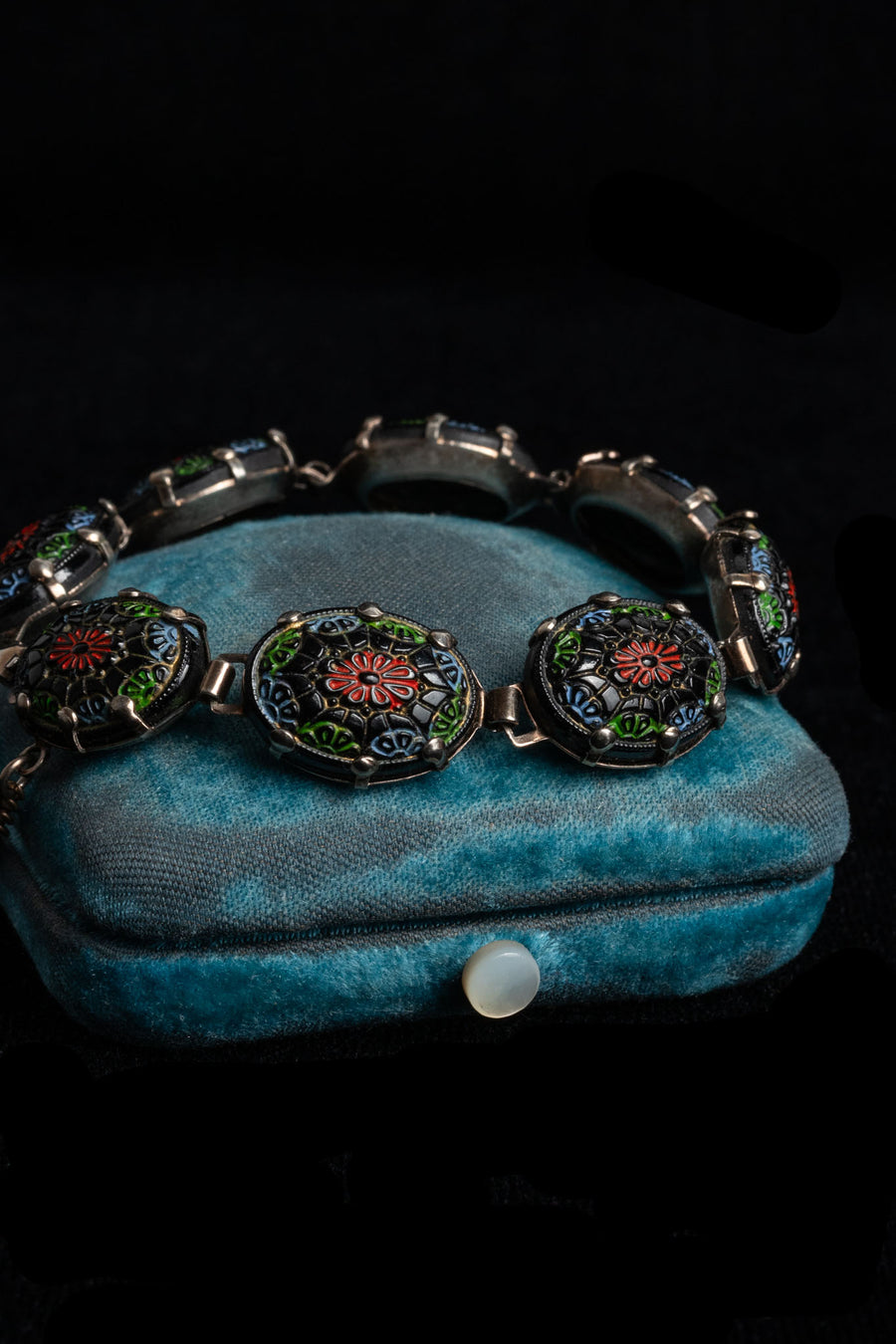 1920 Hand Painted Deco Glass Bracelet