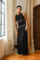 1930s Embroidered Crepe Bias Gown