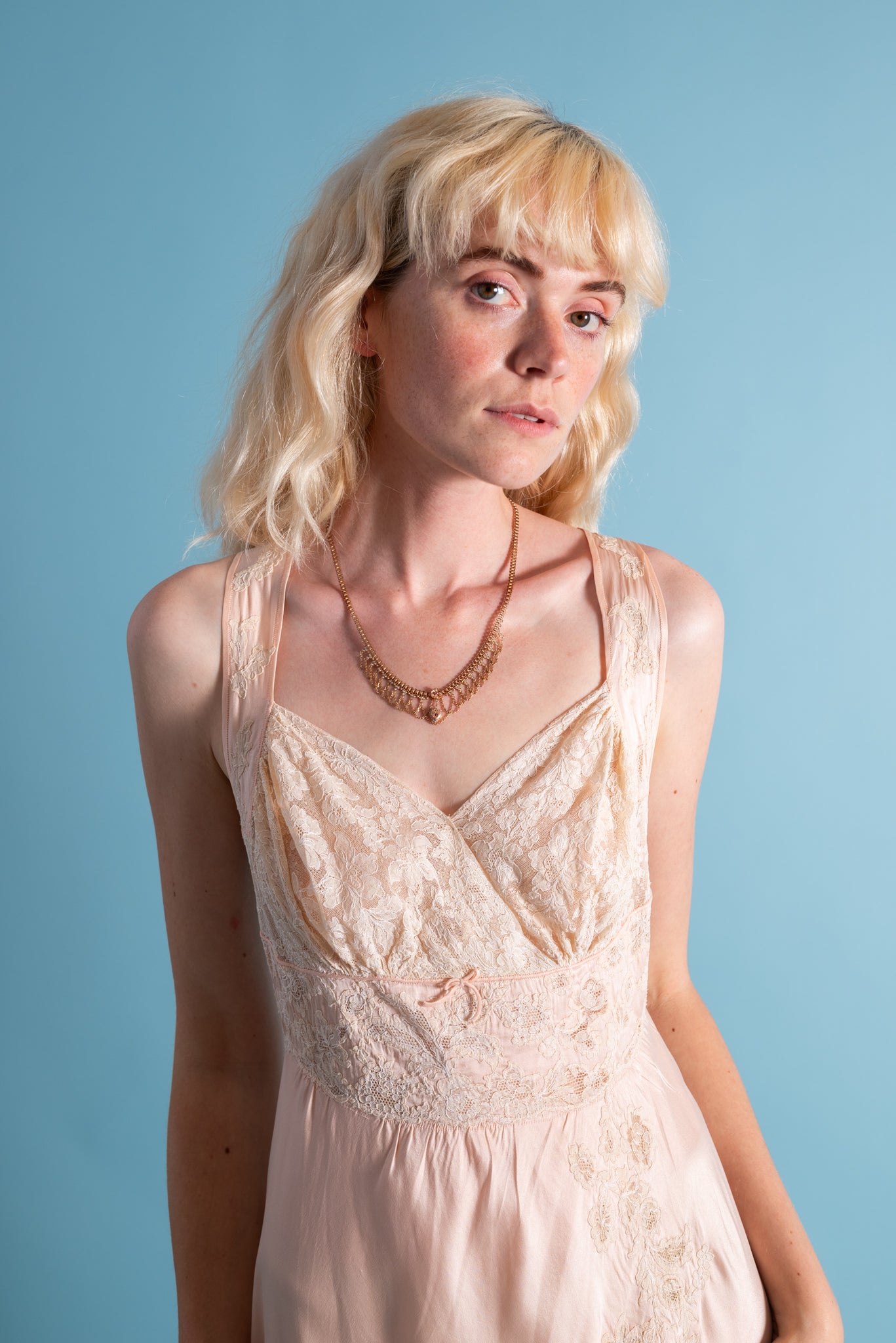1930s Sweetheart French Silk and Lace Appliqué Slip [xs/sm]