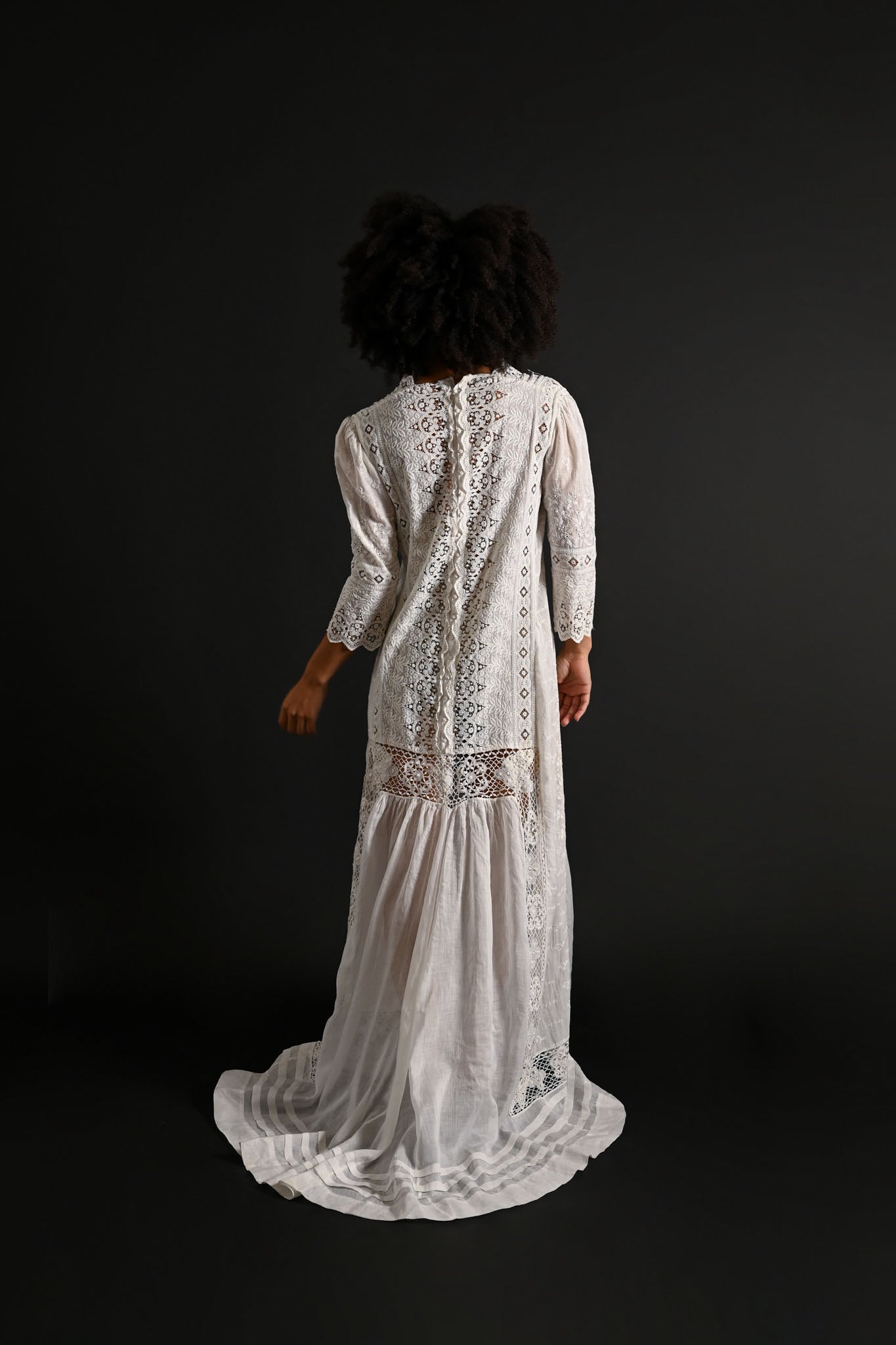 1880s Broderie Anglais Lace Gown [xs/sm/med]
