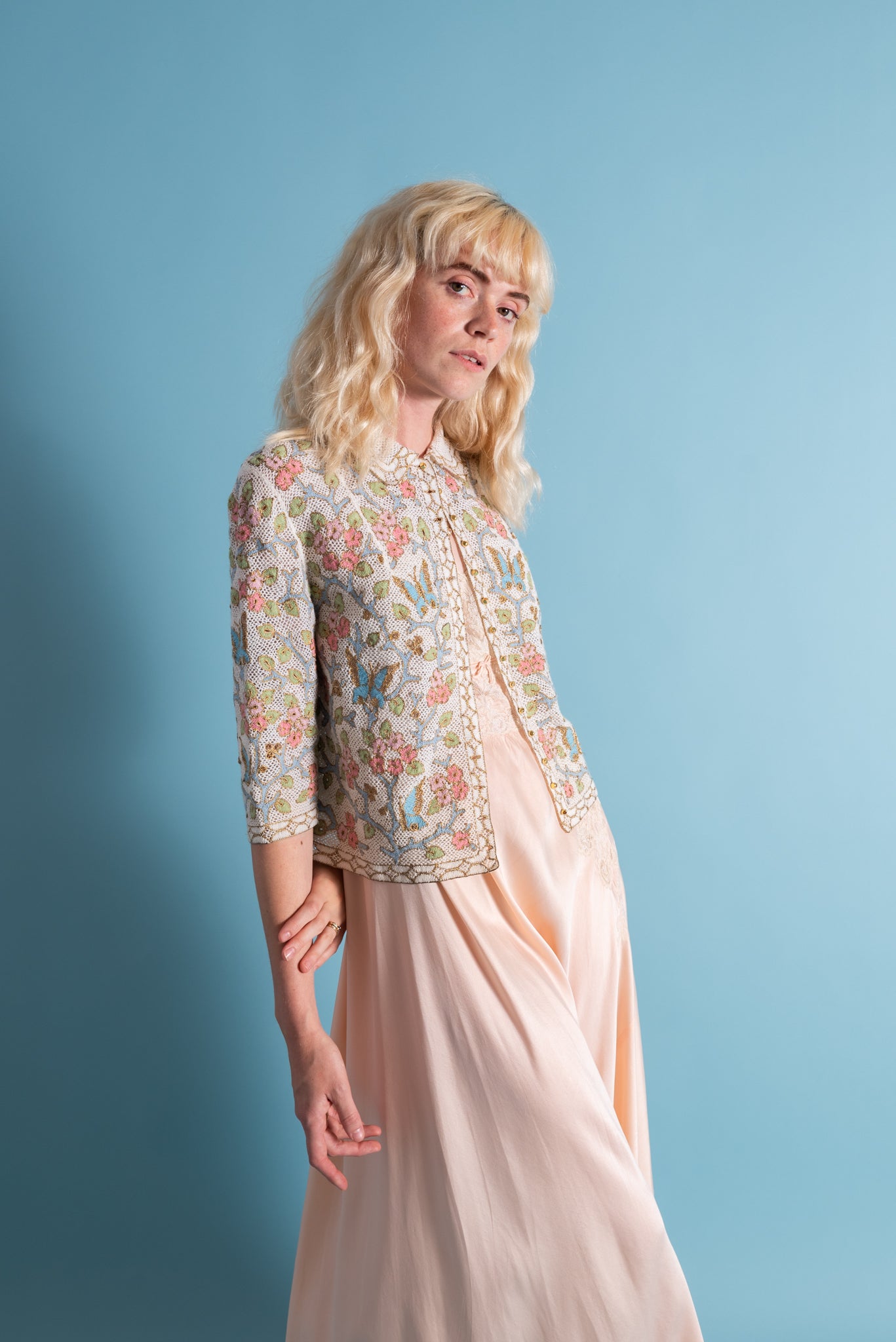 1950s Bullion Embroidered Butterfly Cardigan [sm/med]