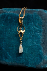 c1900 14k Pearl Lavalier Necklace