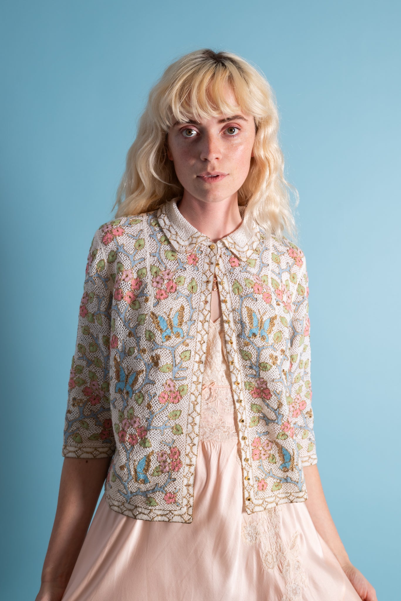 1950s Bullion Embroidered Butterfly Cardigan [sm/med]