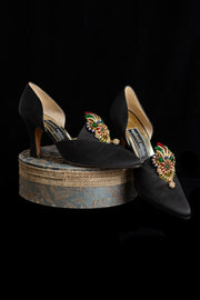 Vintage Italian Silk Diamanté D'Orsay Heels