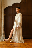 c1900 Ivory Silk Insertion Lace Dressing Gown