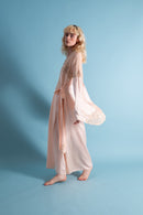 1930s Angel Sleeve Silk Lace Appliqué Robe [xs/sm/med]