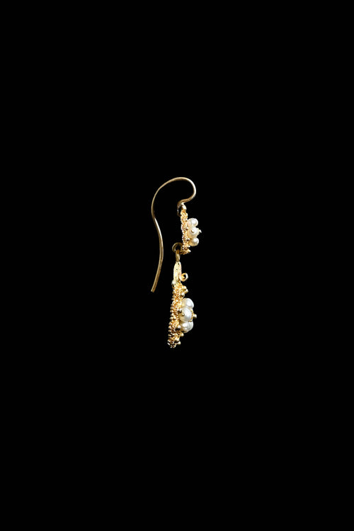 Georgian 18k Pearl French Cannetille Earrings
