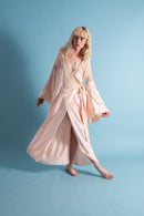 1930s Angel Sleeve Silk Lace Appliqué Robe [xs/sm/med]