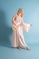 1930s Angel Sleeve Silk Lace Appliqué Robe [xs/sm/med]