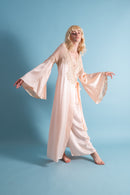 1930s Angel Sleeve Silk Lace Appliqué Robe [xs/sm/med]