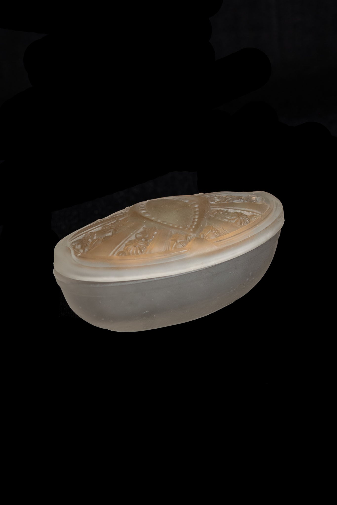 1920s Gold Reverse Painted Glass Trinket Box