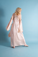 1930s Angel Sleeve Silk Lace Appliqué Robe [xs/sm/med]