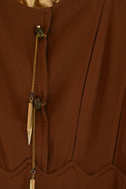 1940s Brown Wool Brass Pencil Dress [sm/med]