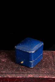 Antique Blue Leather Ring Box