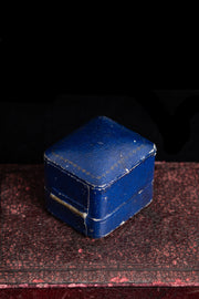 Antique Blue Leather Ring Box