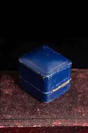 Antique Blue Leather Ring Box