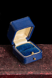 Antique Blue Leather Ring Box