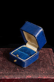 Antique Blue Leather Ring Box