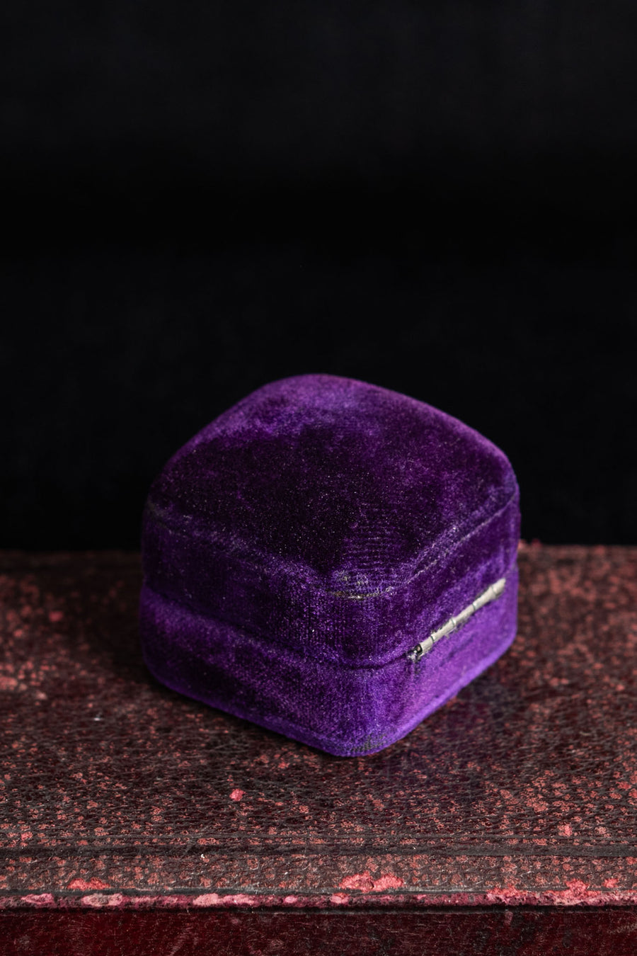 Antique Purple Silk Velvet Ring Box