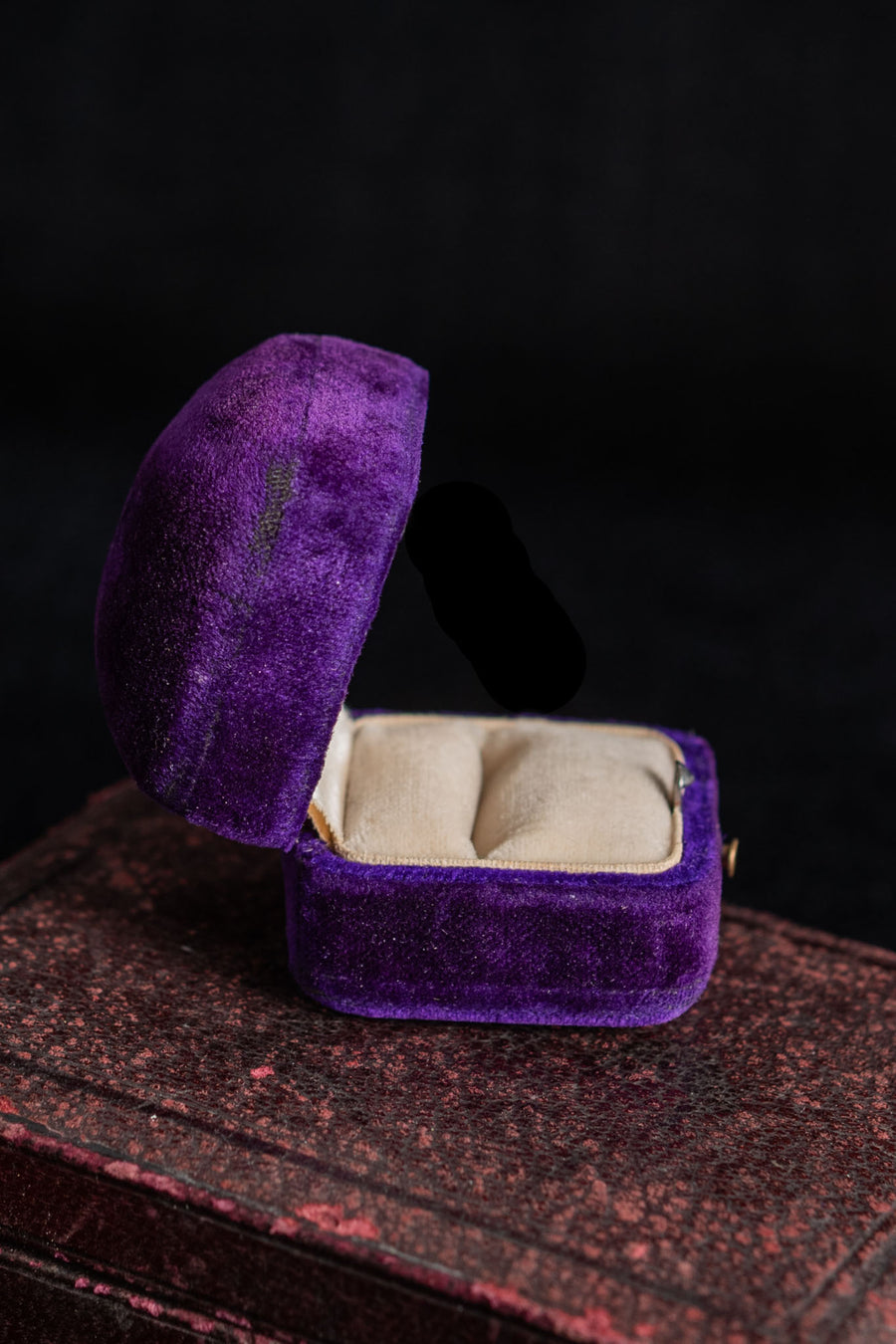 Antique Purple Silk Velvet Ring Box