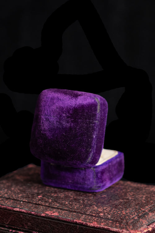 Antique Purple Silk Velvet Ring Box