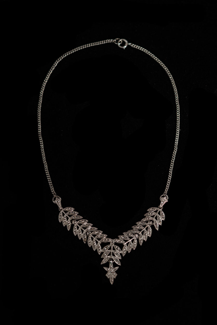 1930s Sterling Marcasite Laurel Parure