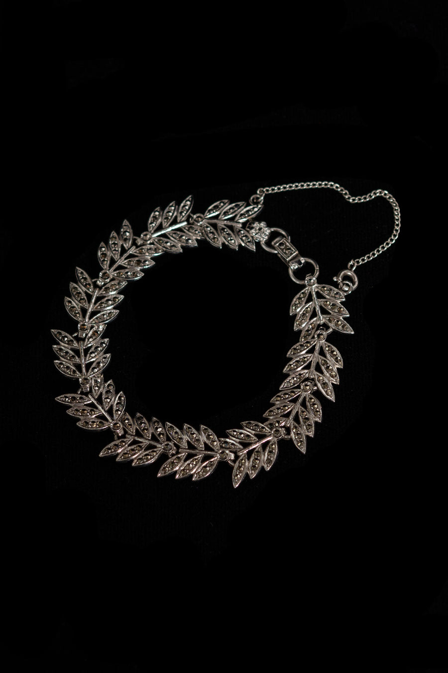 1930s Sterling Marcasite Laurel Parure