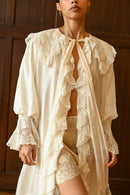 c1900 Ivory Silk Insertion Lace Dressing Gown