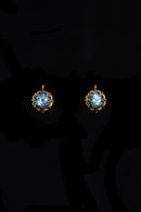 c1900 14k Aquamarine Paste Starburst Earrings