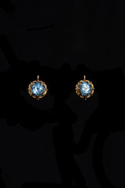 c1900 14k Aquamarine Paste Starburst Earrings