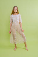 1920s Tambour Embroidered Mesh Gown [xs/sm/med]