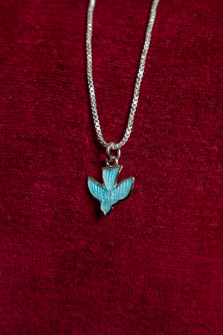 1920s Sterling Enamel Sparrow Necklace