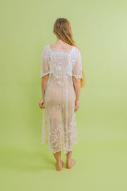1920s Tambour Embroidered Mesh Gown [xs/sm/med]