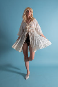 Edwardian Ice Blue Insertion Lace Trousseau Jacket [sm/med/lrg]