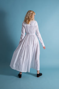 1870s Handmade Cartridge Pleated Wrapper Dress [xs/sm]